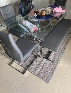 Dining table city furniture with bench and chairs