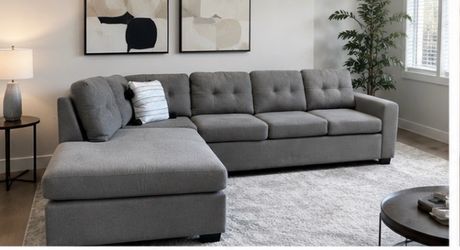 FREE DELIVERY 🚚 Gray L-Shaped Sectional Sofa – Modern & Comfortable
