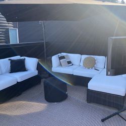 Outdoor Sofa, Loveseat, and Footrest 