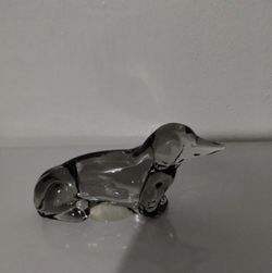 SWEDEN ART GLASS DOG FIGURINE - PAPERWEIGHT 5"×2.5" - E1000