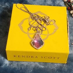 New Kendra Scott Alex Long Pendant Necklace Gold Watercolo