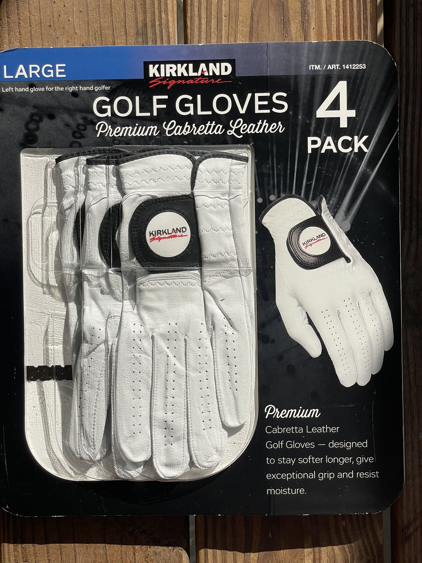 3 Large Golf Gloves Left Handed Kirkland