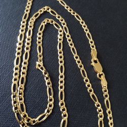 Gold Plated Sterling Silver Figaro Necklace 