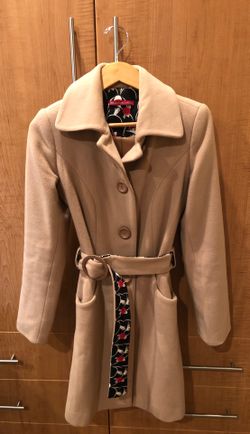 les petites collection xs/s camel belted wool coat