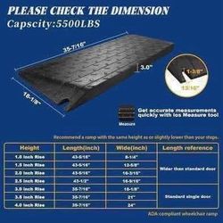 New Rubber Wheelchair Ramp 3 Inch Rise - Non-Slip for Home Steps Doorways Driveway Outdoor Entrance