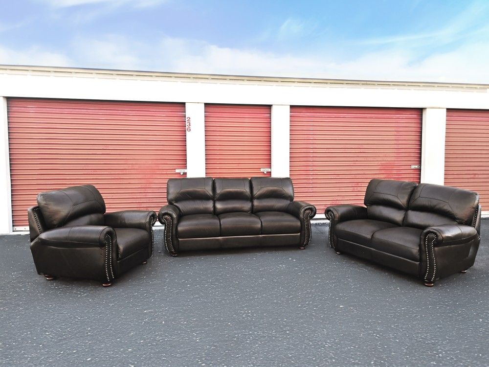 Leather Sofa, Loveseat, and Chair