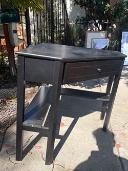 Black Wood Corner Desk with Drawer