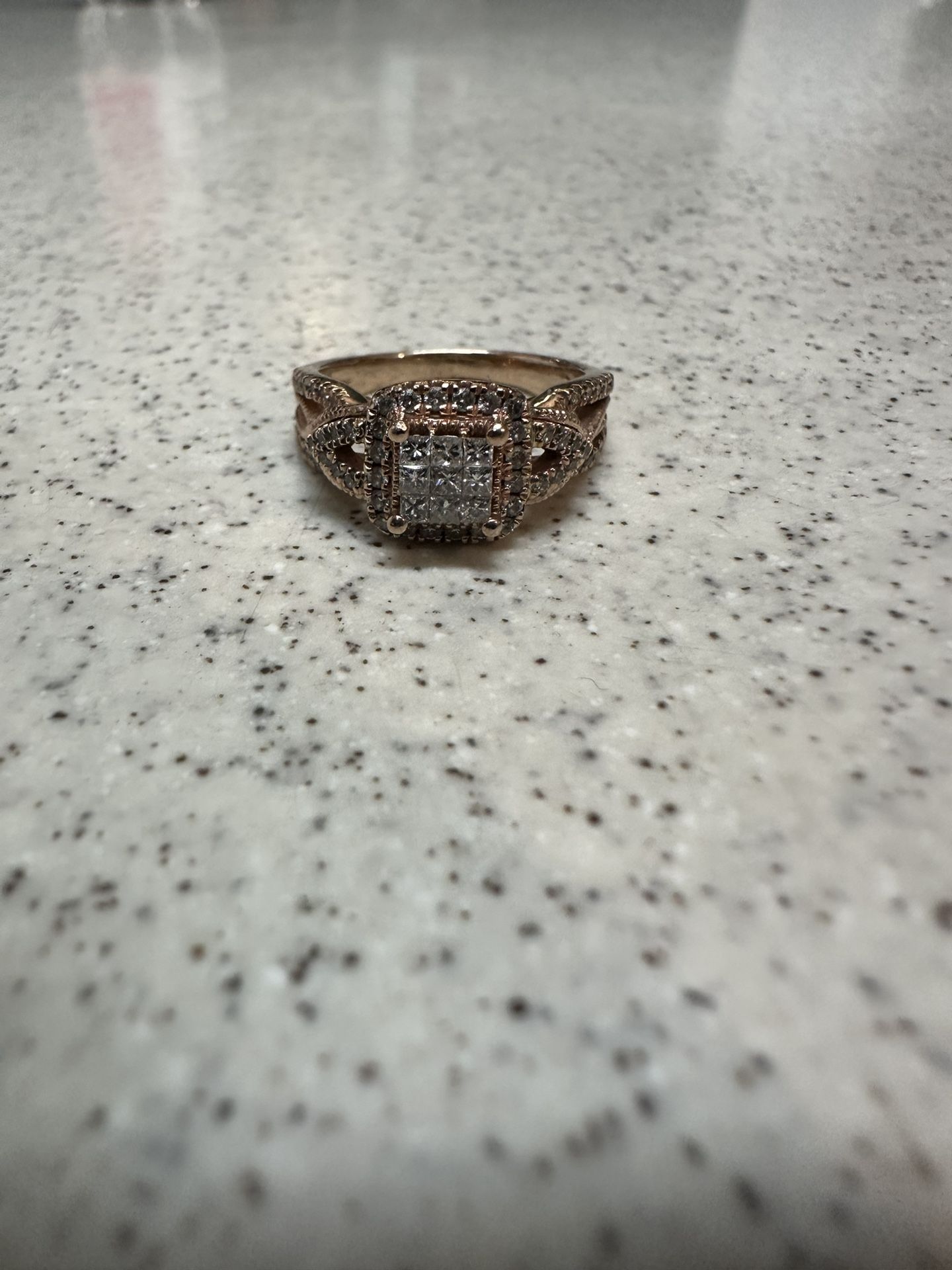 Diamond Engagement Ring 1/2 ct tw Princess & Round-cut 10K Rose Gold