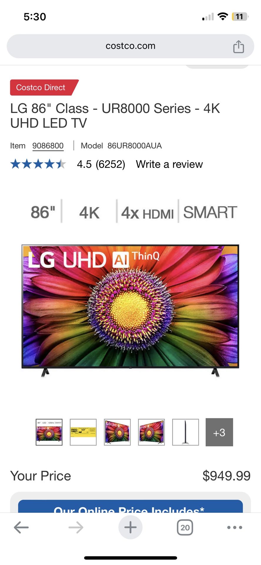 LG 86" Class - UR8000 Series - 4K UHD LED TV