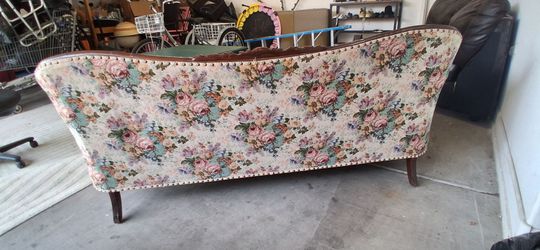 Vintage Floral Upholstered Sofa with Nailhead Trim