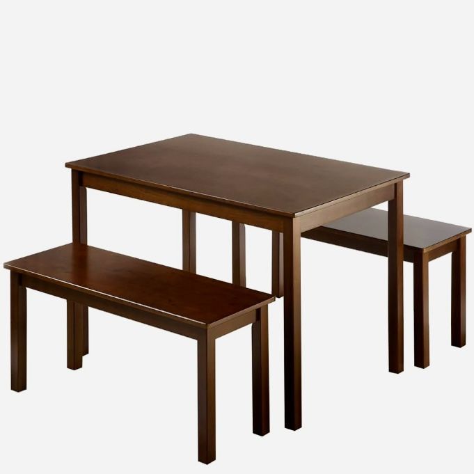 Kitchen Table With Benches And 2 Leather Cushions 