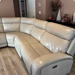 Beautiful Elegant Upscale Luxury Italian Leather All Electric Powered Sectional Sofa 
