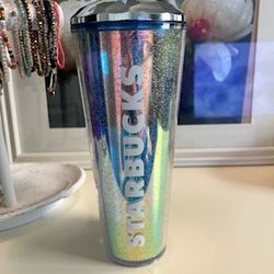 Starbucks Holiday Holographic Glitter Metallic Dome Tumbler 24oz.