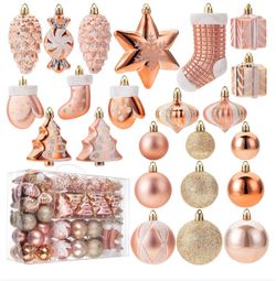 Mr. Pen- Assorted Christmas Tree Ornaments Set, 77 pcs, Rose Gold