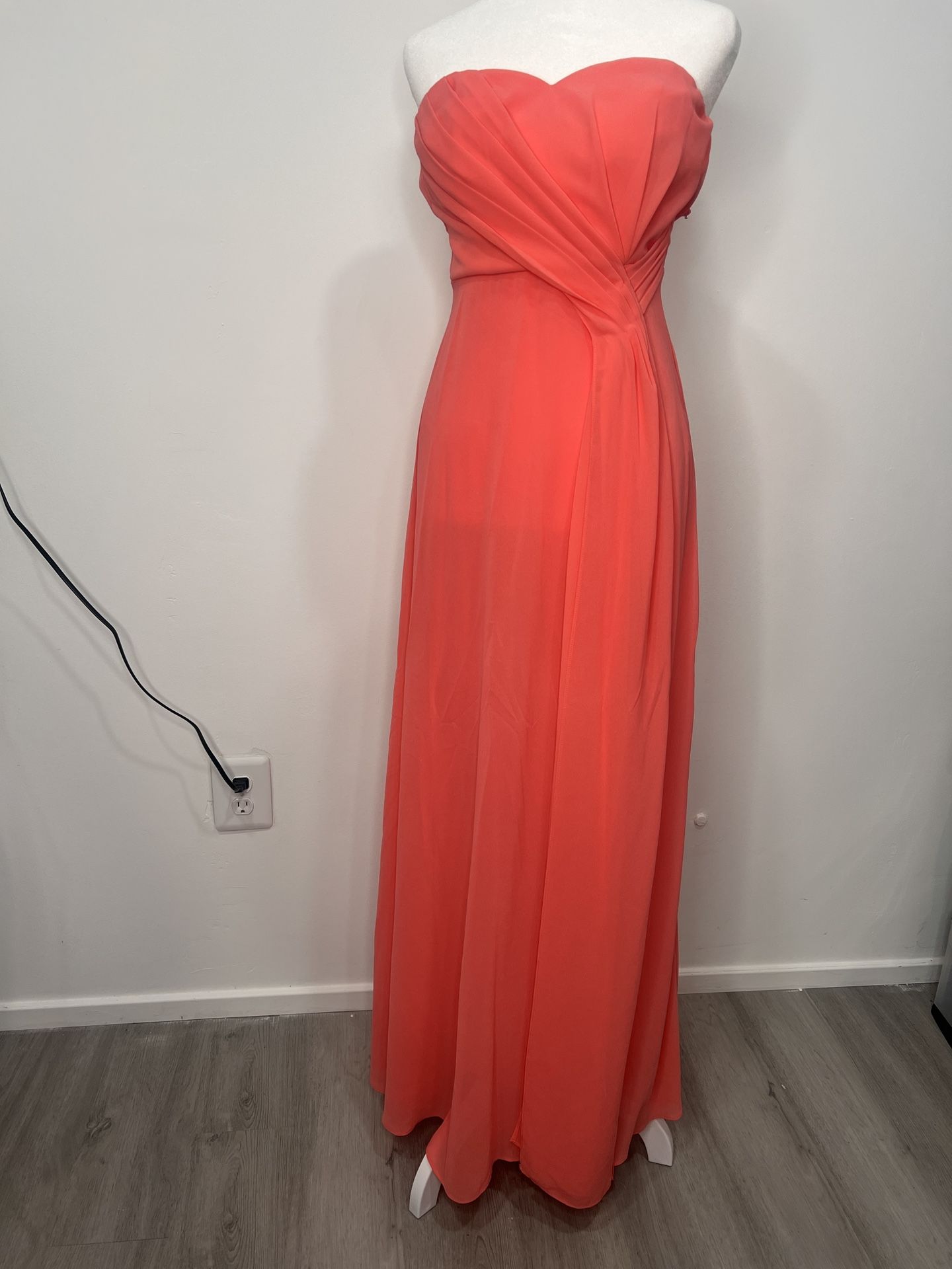 Lulus Strapless Coral Pink Long Formal Maxi Dress Size Small