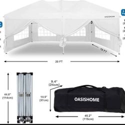 OASISHOME (White) 10'x20 Pop-up Gazebo/ Canopy-like new.