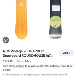 NOS Arbor Roundhouse Snowboard 