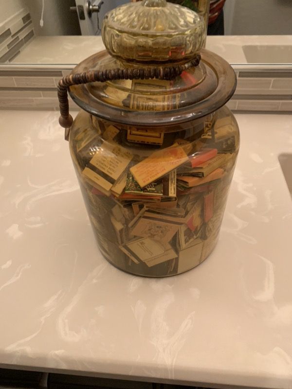 Match collection rare antique glass jar vintage around the world