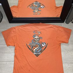 Y2K 2000s Side Out Skull & Dragon Logo Spellout Shirt