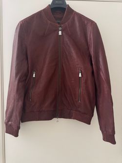 NWT John Varvatos Xavier Double Zipper Leather Bomber Jacket size Small
