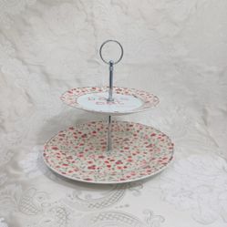 2-Tire Ceramic Cake Stand / Cupcake Stand / Tea Party Serving Platter 