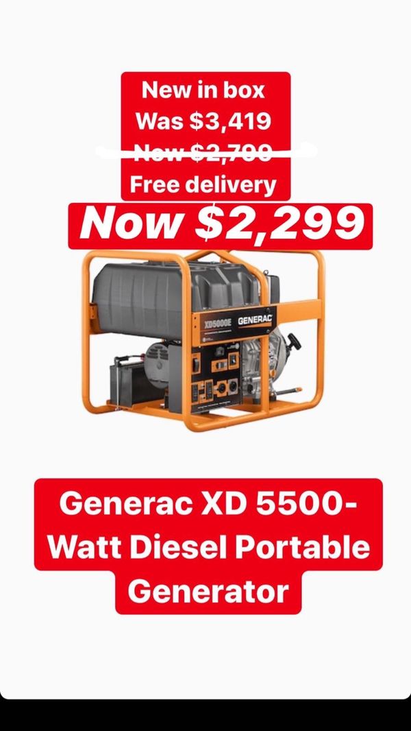 Generac XD 5500- Watt Diesel Portable Generator for Sale in Miami Beach