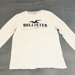 Hollister California Long Sleeve Shirt Men – Medium - Cream with Black Logo