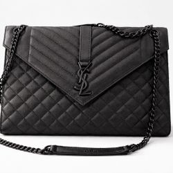 YSL Medium Black Triquilt Bag