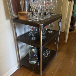 Vintage Metal Bar Cart With Wheels