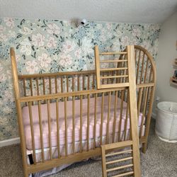 “Canyon Spindle Natural Wood Convertible Crib”