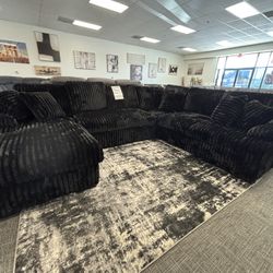 Sleep, Store & Lounge! Black Corduroy Sectional – $1,799 🖤🛋️🛏️