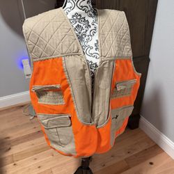 Winchester Hunting Vest Mens XXL Shooting VTG Quilted Shoulder Beige Blaze USA