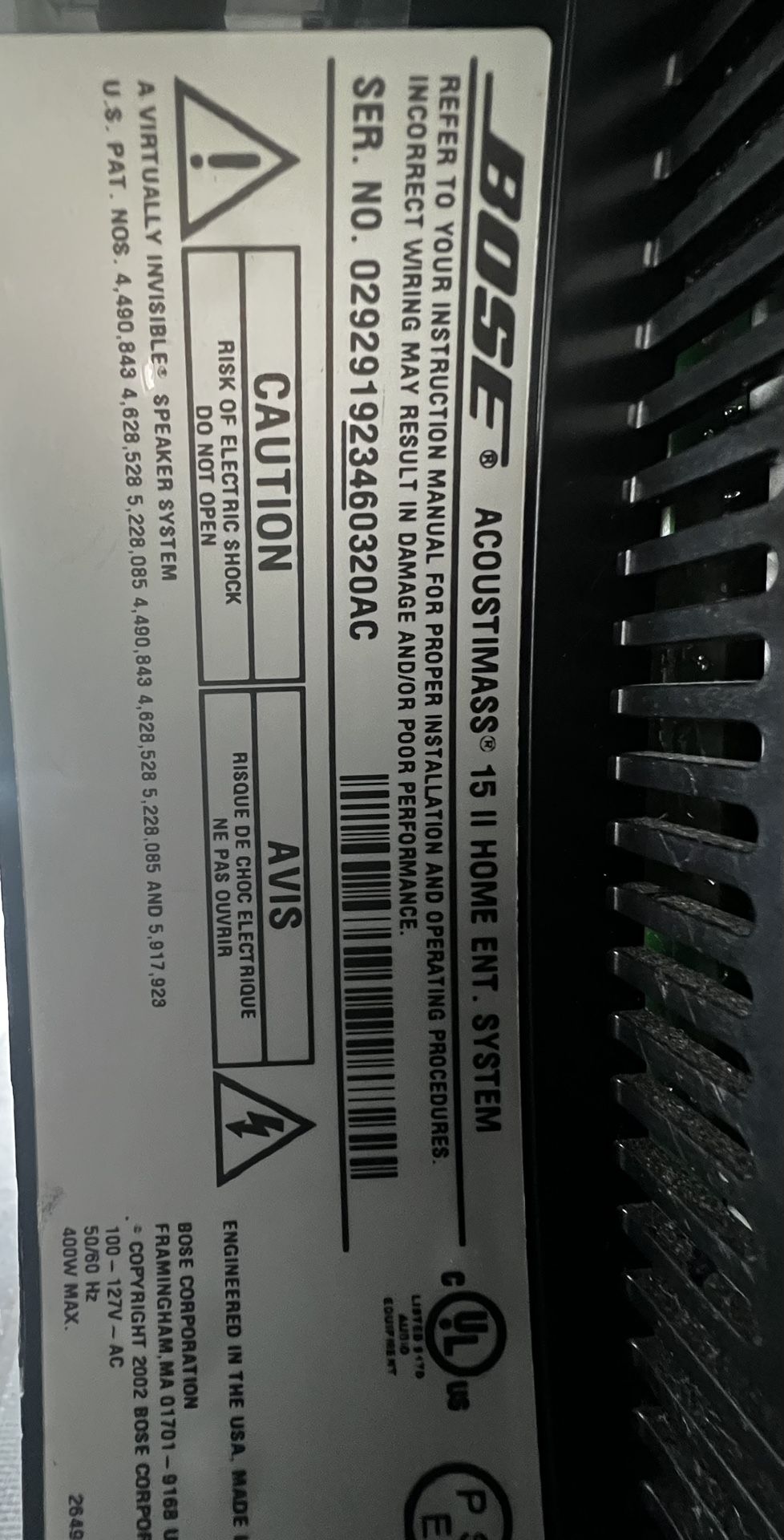ACOUSTIMASS® 15 lI HOME ENT. SYSTEM
