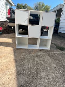 White 9-Cube Storage Shelf with Doors