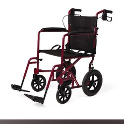 Medline Basic Aluminum Transport Chair in Red