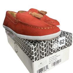Driver Club USA Kids Johnson Ave Red Nubuck Leather Tassel Loafers Size 1.5 NEW IN BOX
