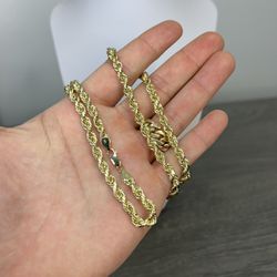 14K Gold Rope Chain 24”
