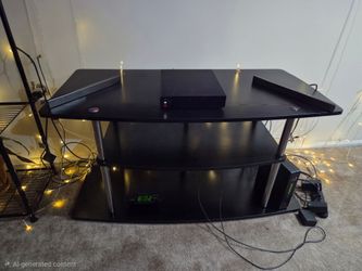 Black 3-Tier TV Stand with Metal Legs