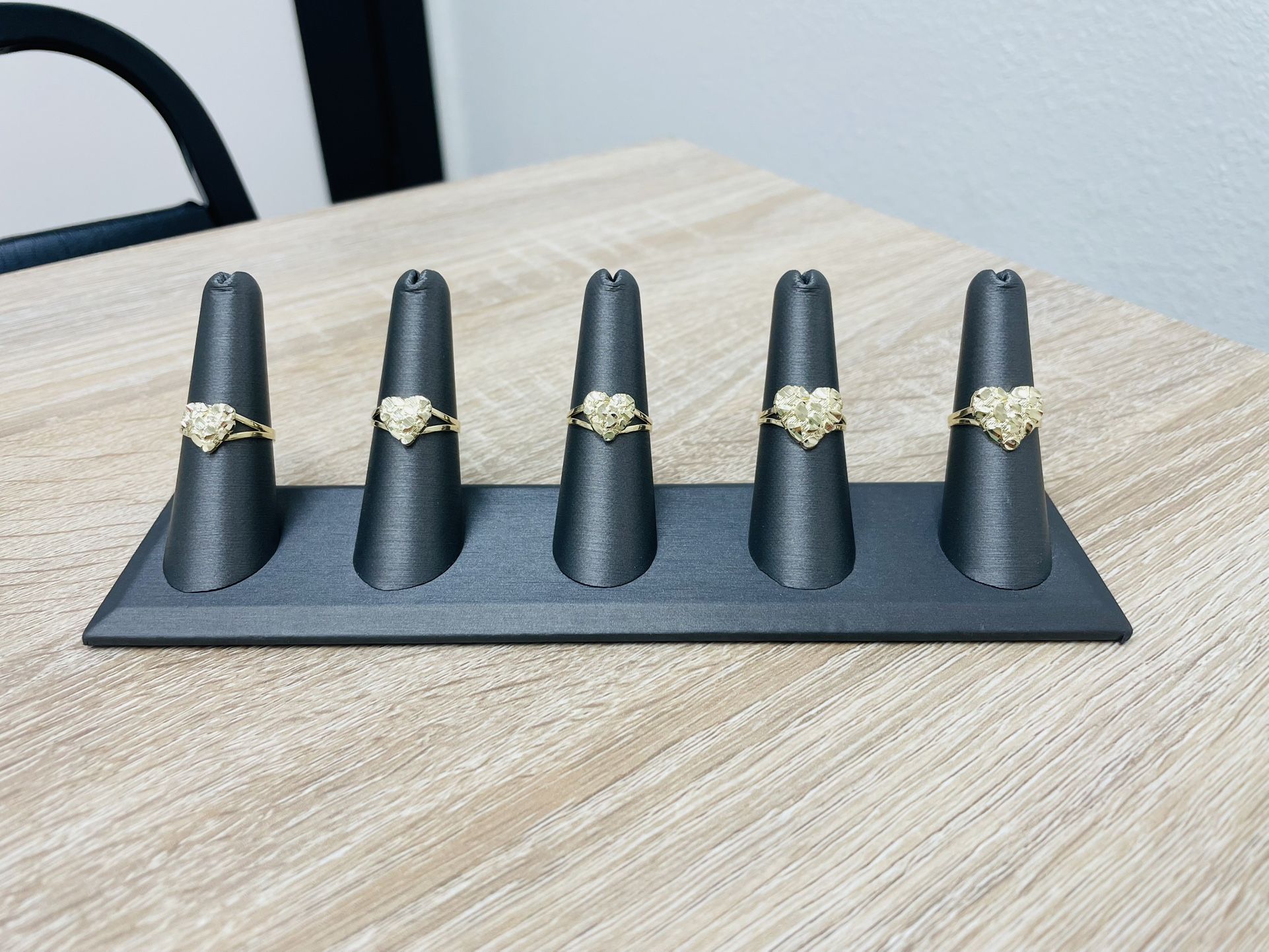 10K Yellow Gold Heart Nugget Rings