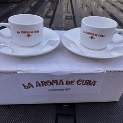 ​2 Set Espresso Cup Saucer Demitasse Porcelain La Aroma De Cuba
