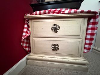 Two-Drawer Nightstand with Ornate Handles