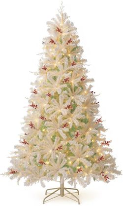 7 FT Pre-Lit Artificial Christmas Tree, Hinged For Sale $59.00 50%+ OFF Retail $119.99 NEW IN BOX