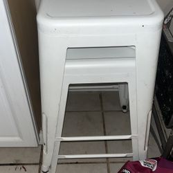2 White Metal Bar stools 