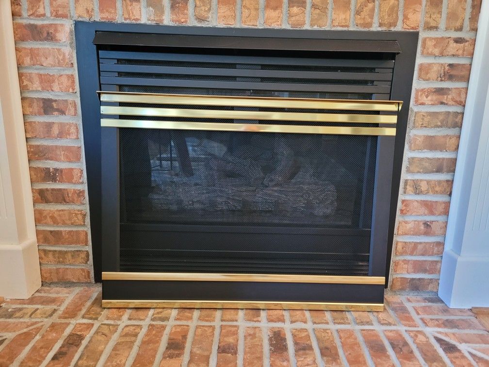 New Heat N Glo Gas Fireplace Brass Decorative Front Cover