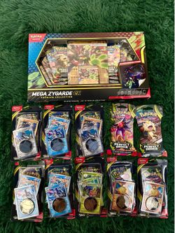10 Pokemon Mega Evolution Perfect Order Single Booster Packs + Mega Zygarde ex Box