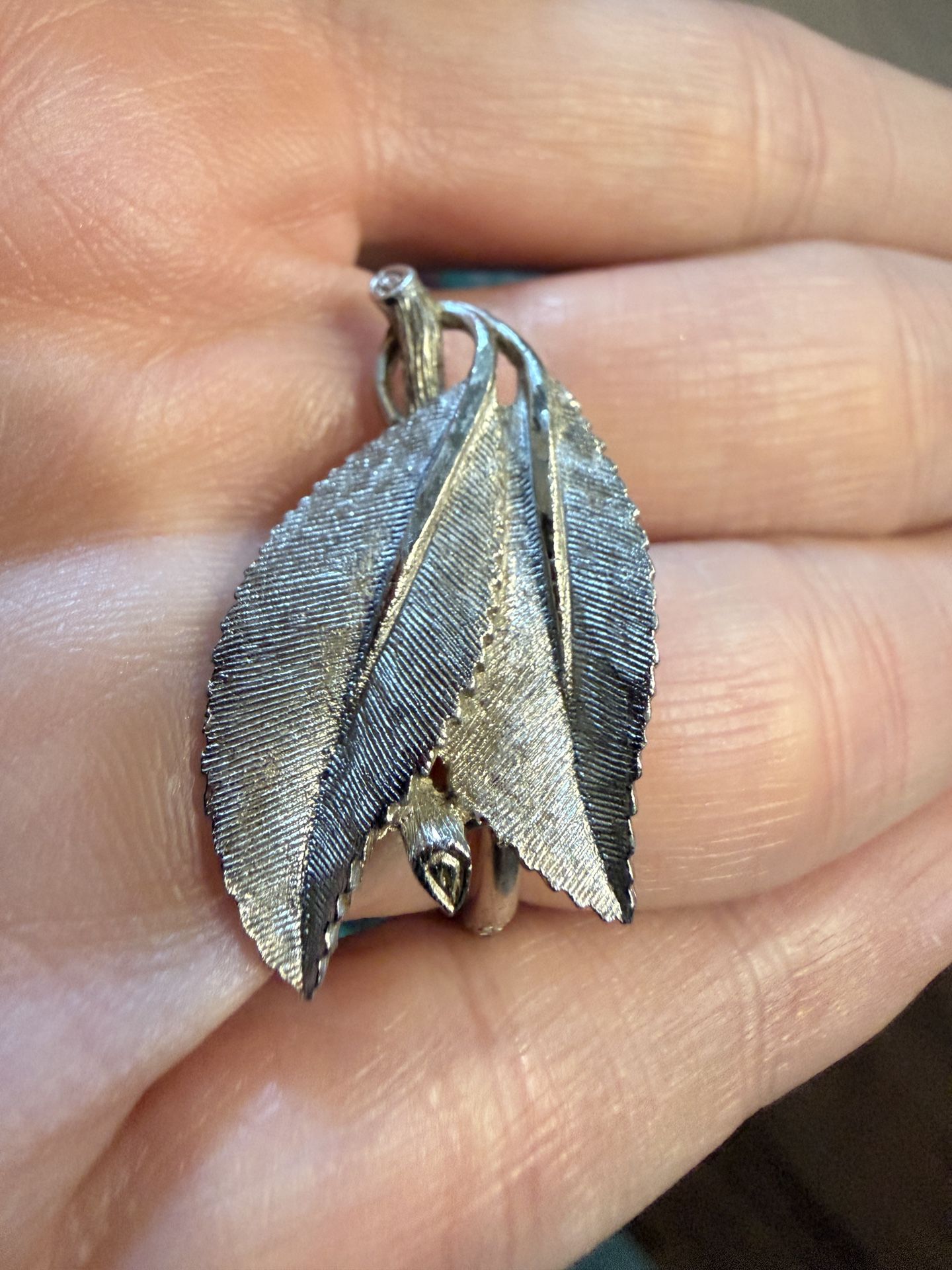 Vintage B.S.K. Silver Earring, (1) Clip-On Style Silver Leaf Shape Can Be Used As A Pin