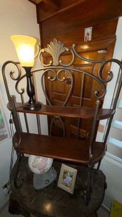 Wrought Iron Bakers Rack / Console Table with Marble Top $135