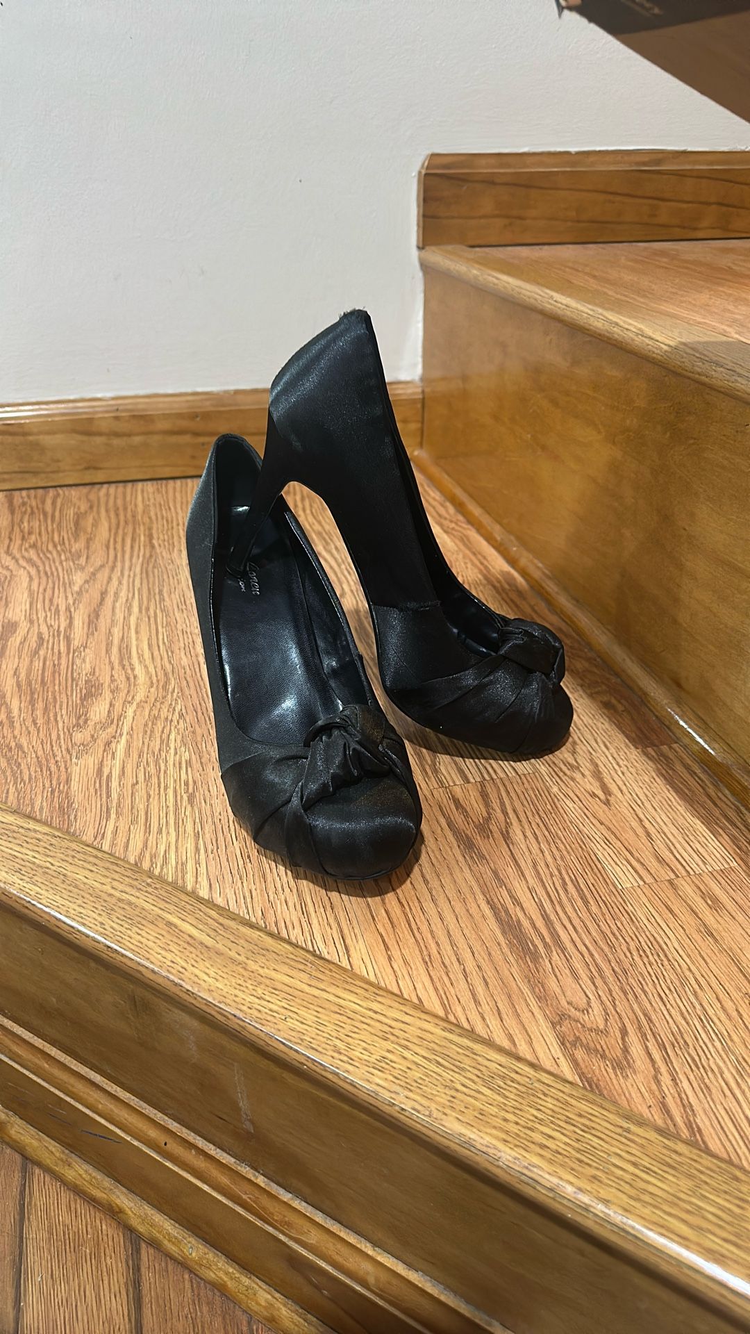 Black Satin Heel