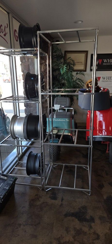 Window Display Wheel Racks / Metal Shelving