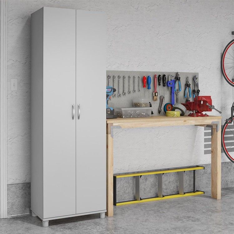 *Brand New* REALROOMS Basin 24" 2 Door Utility Storage Cabinet, Dove Gray